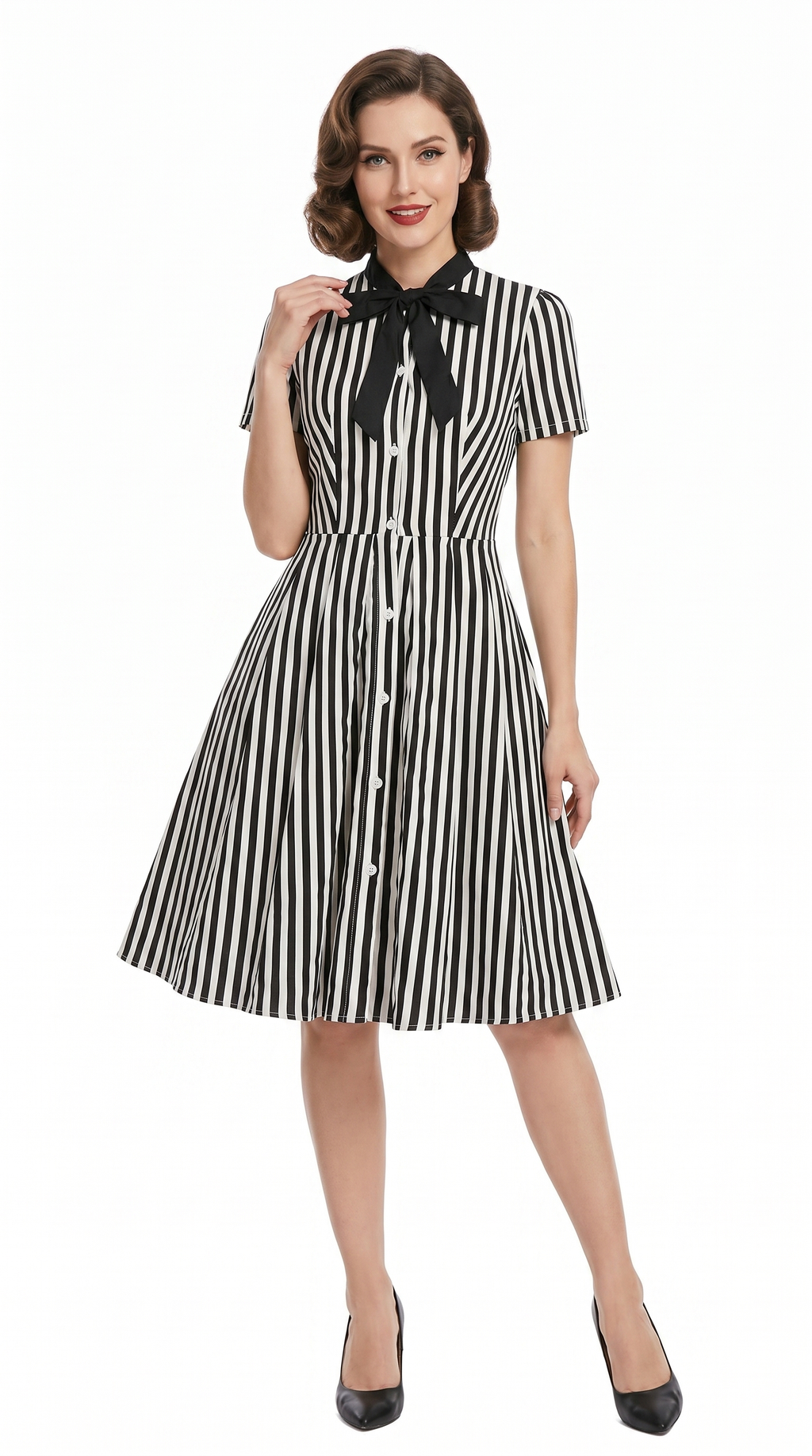 The Jacqueline Stripe Bow Dress