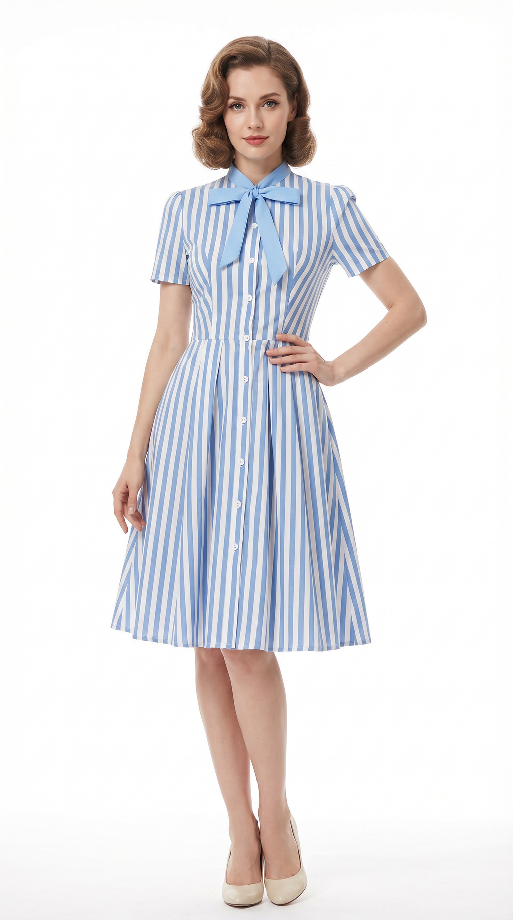 The Jacqueline Stripe Bow Dress