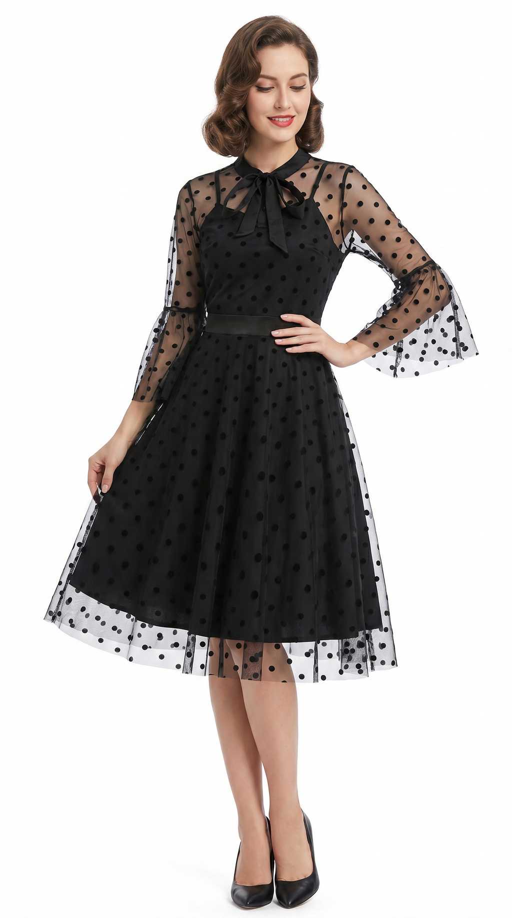 Noir Vintage Polka Dot Tulle Dress