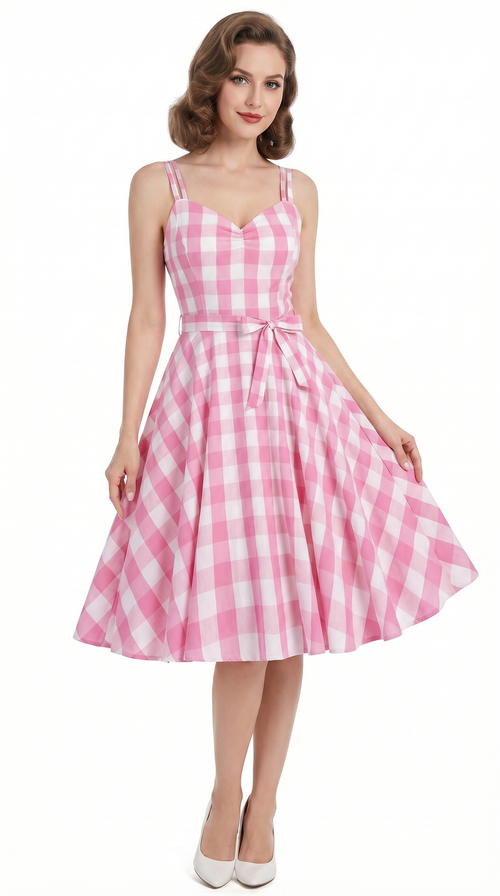 Audrey Pink Gingham Dress