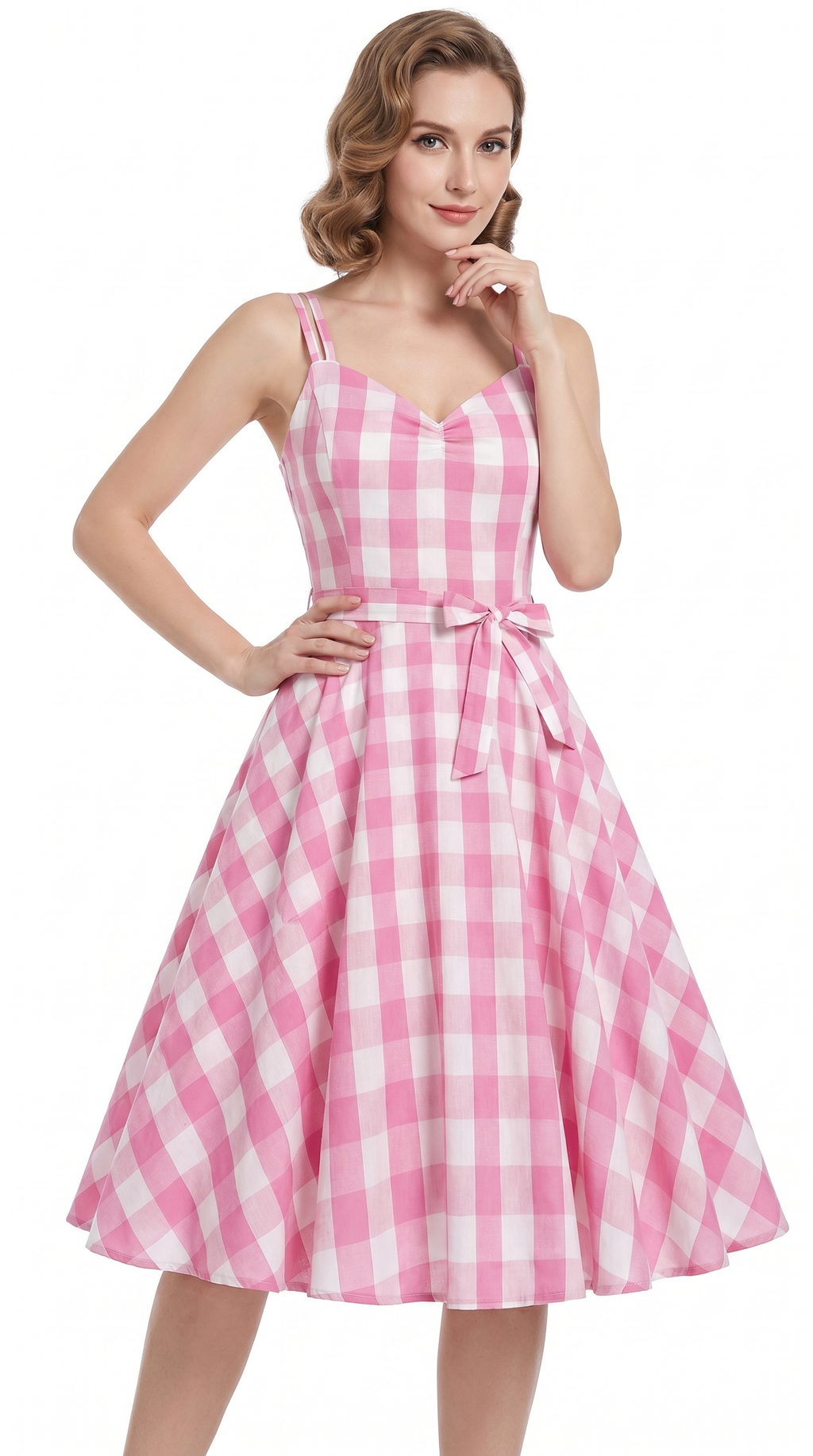 Audrey Pink Gingham Dress